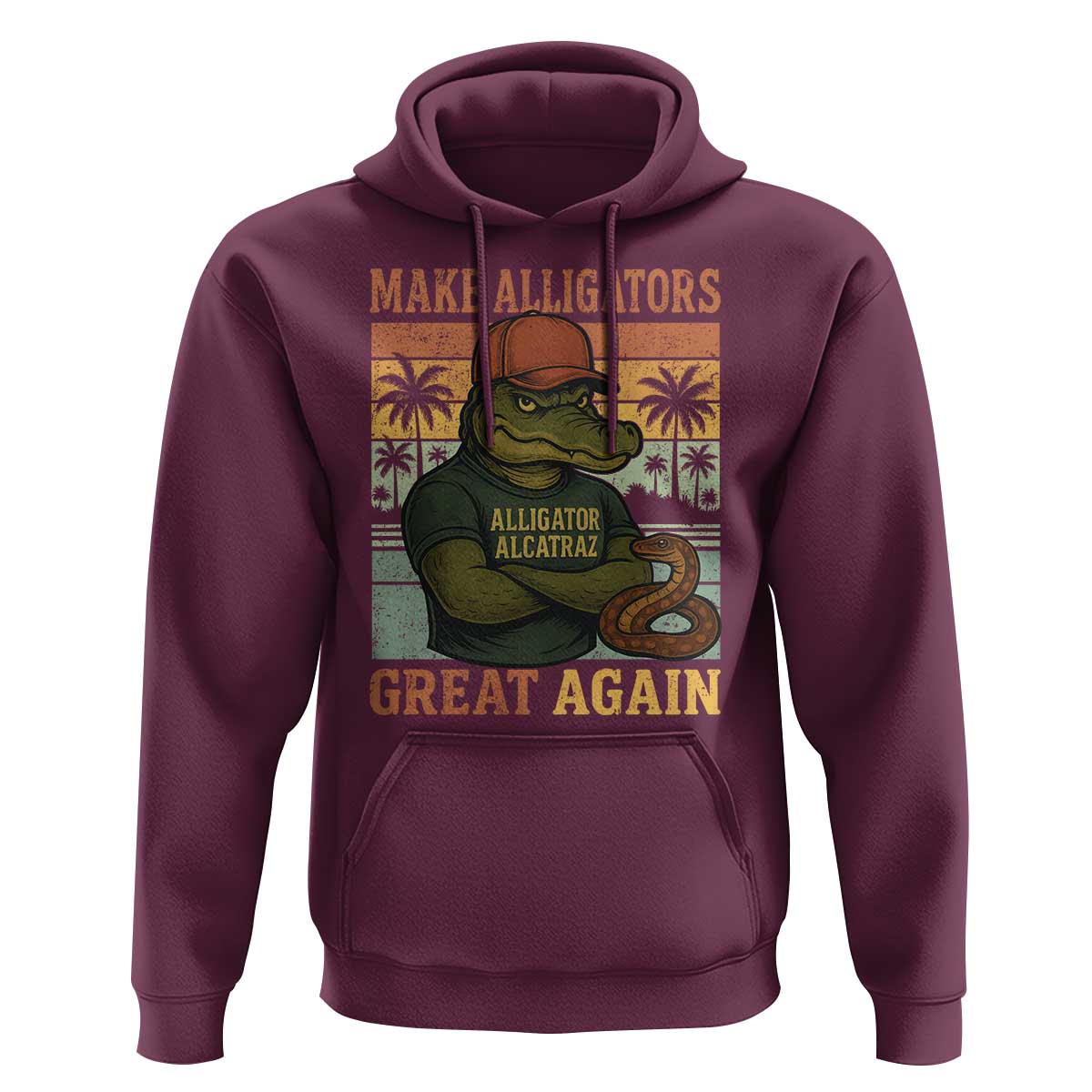 Retro Alligator Alcatraz Hoodie Funny Florida Everglades Dark Humor