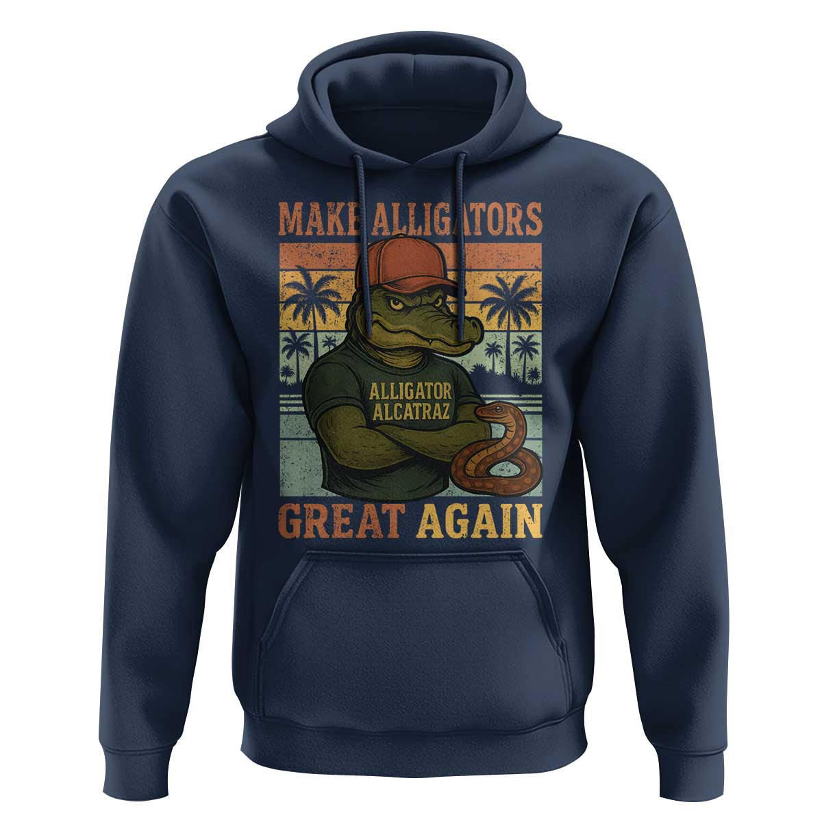 Retro Alligator Alcatraz Hoodie Funny Florida Everglades Dark Humor