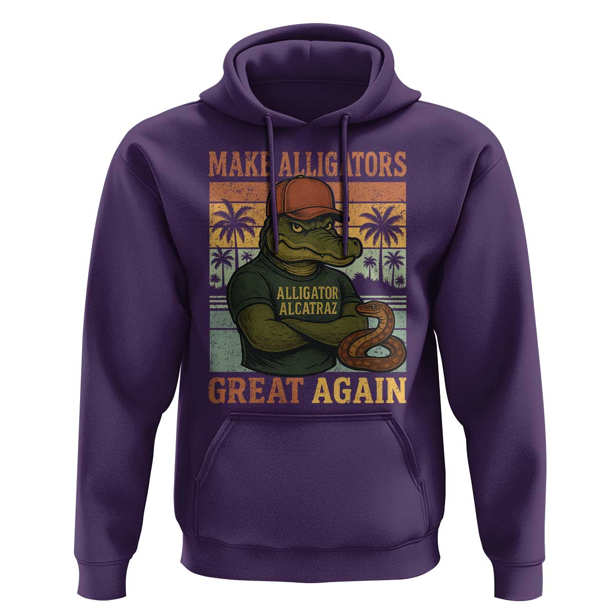 Retro Alligator Alcatraz Hoodie Funny Florida Everglades Dark Humor