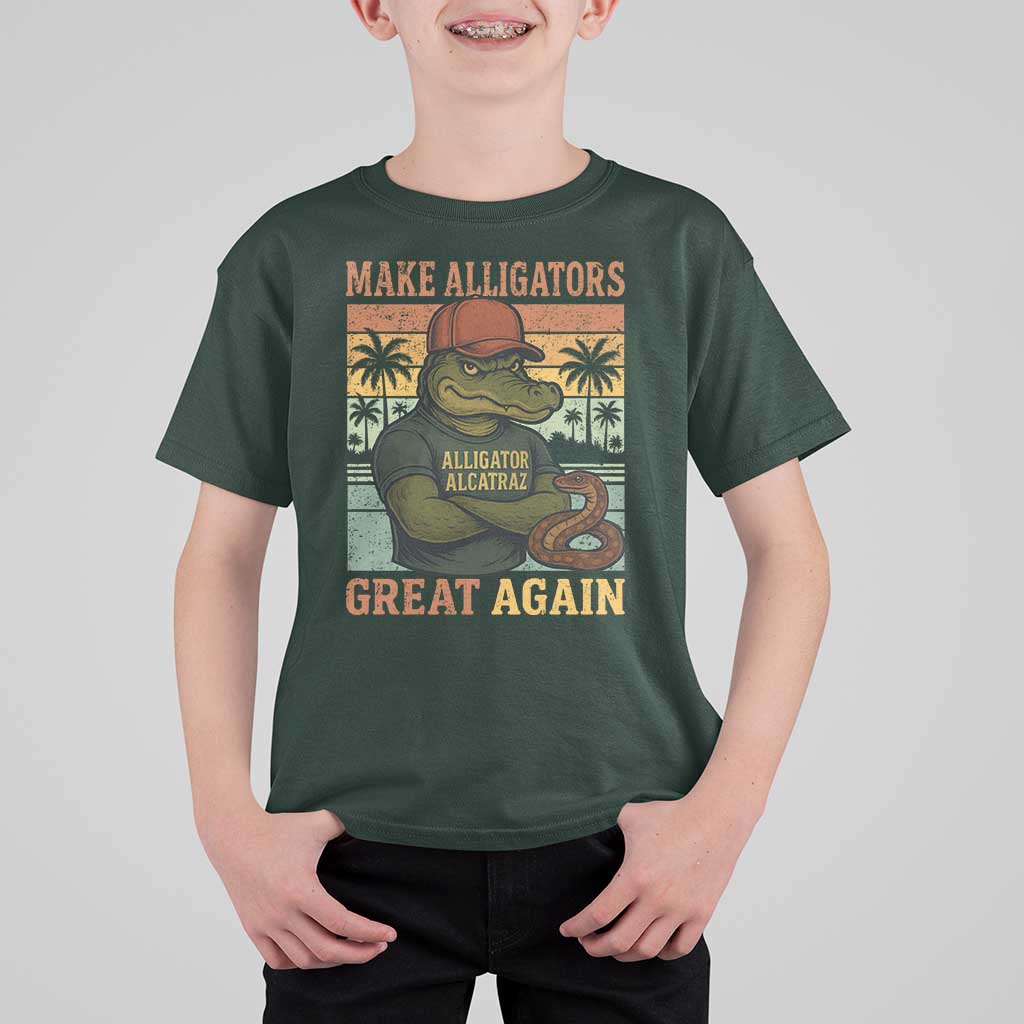 Retro Alligator Alcatraz T Shirt For Kid Funny Florida Everglades Dark Humor