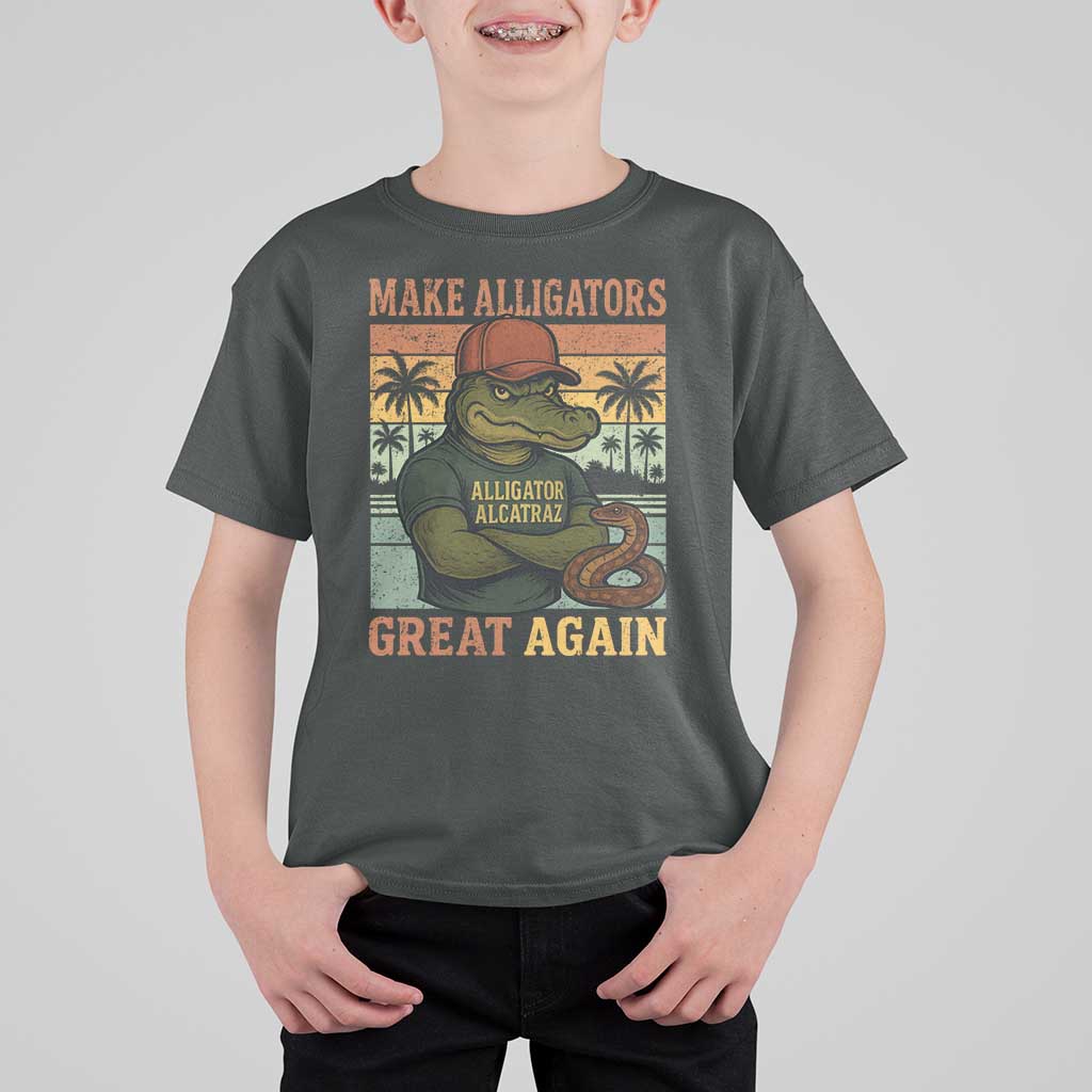 Retro Alligator Alcatraz T Shirt For Kid Funny Florida Everglades Dark Humor