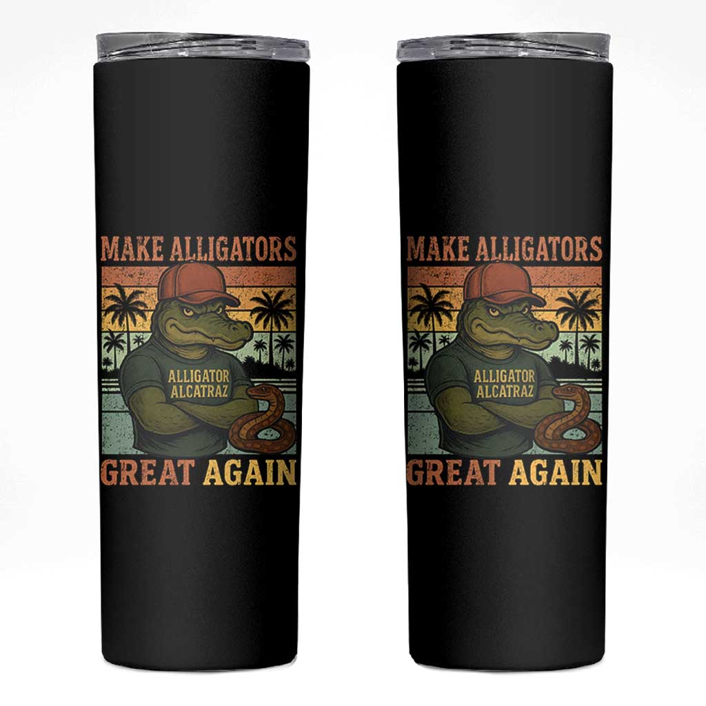 Retro Alligator Alcatraz Skinny Tumbler Funny Florida Everglades Dark Humor