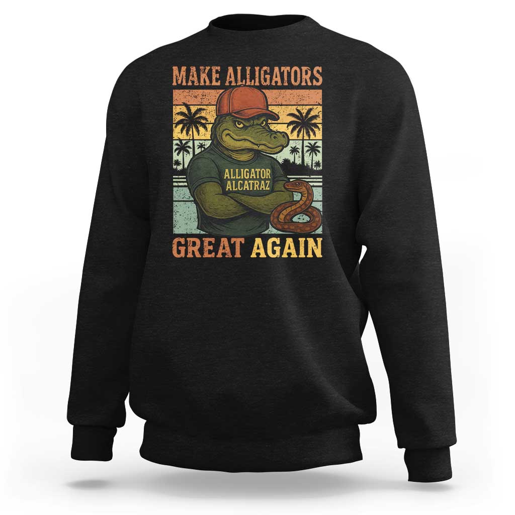 Retro Alligator Alcatraz Sweatshirt Funny Florida Everglades Dark Humor