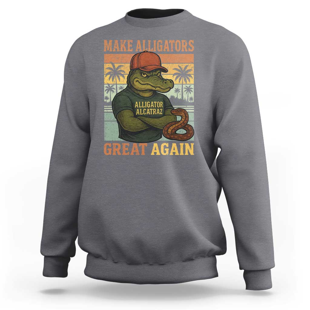 Retro Alligator Alcatraz Sweatshirt Funny Florida Everglades Dark Humor