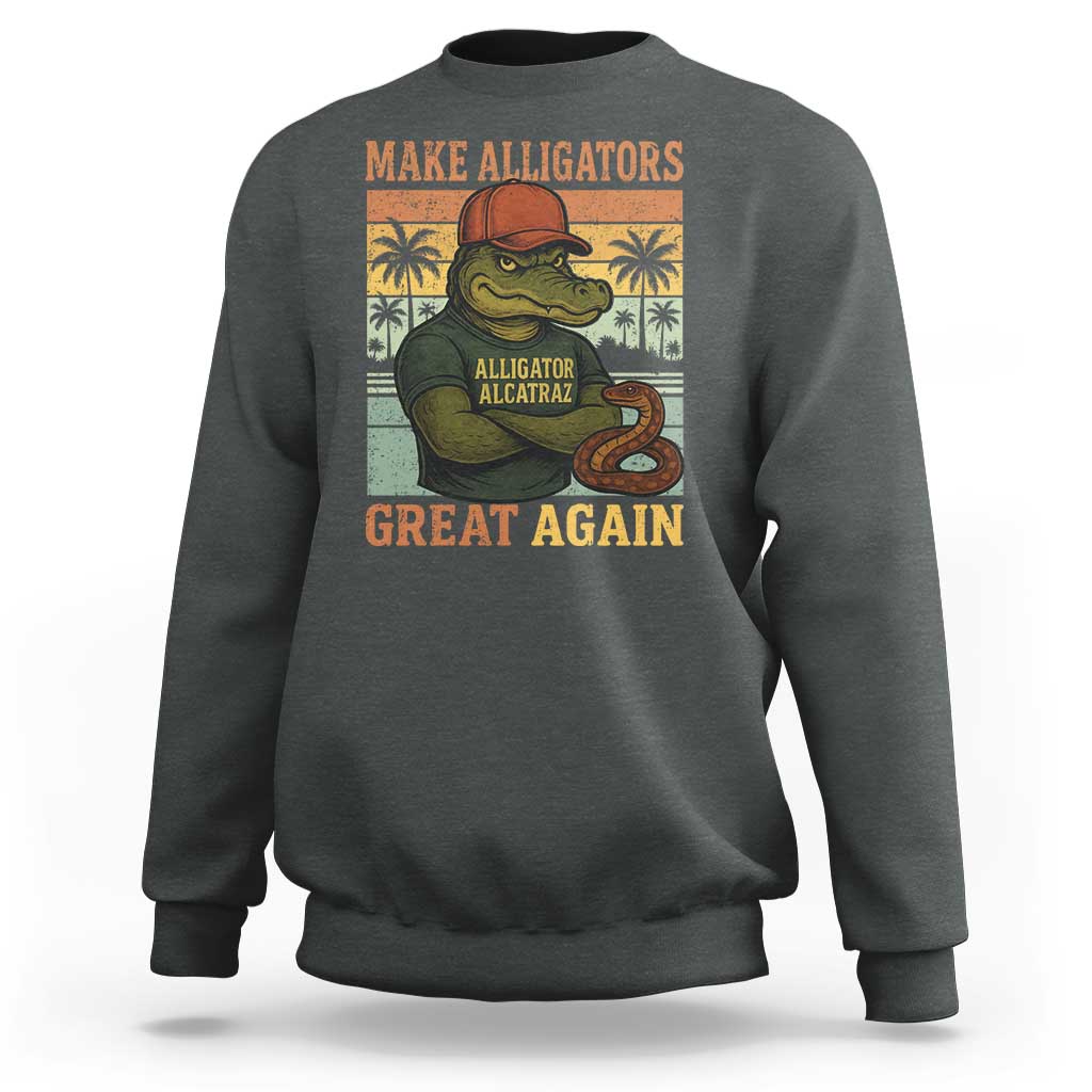 Retro Alligator Alcatraz Sweatshirt Funny Florida Everglades Dark Humor