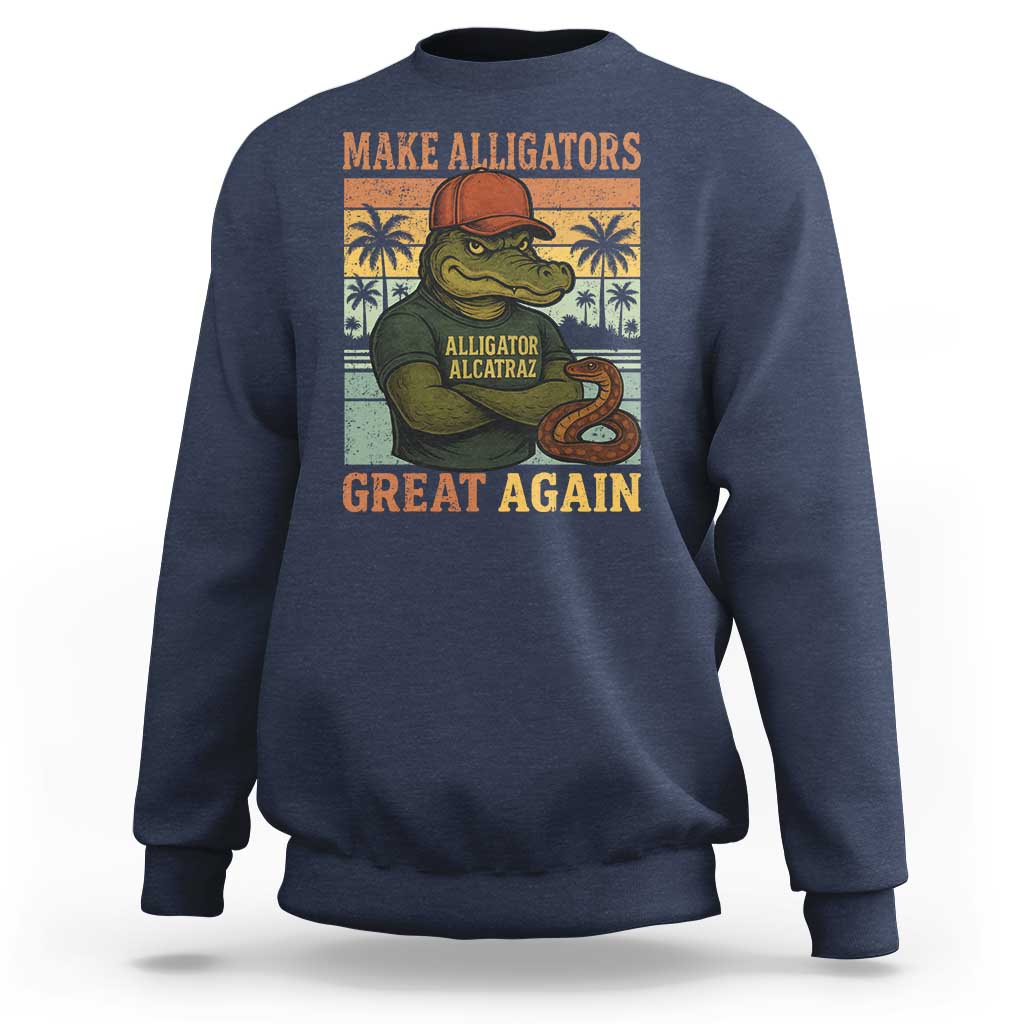 Retro Alligator Alcatraz Sweatshirt Funny Florida Everglades Dark Humor