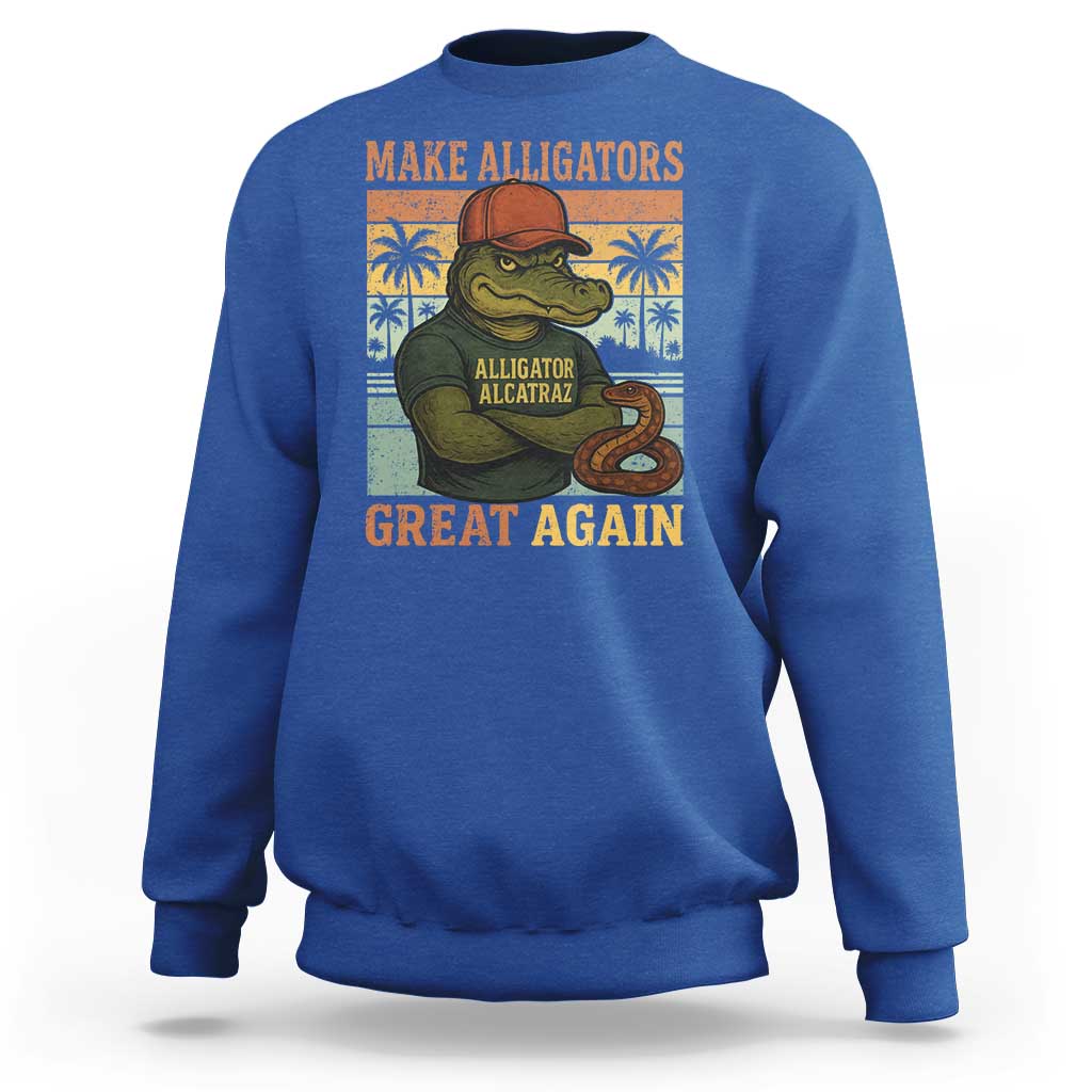 Retro Alligator Alcatraz Sweatshirt Funny Florida Everglades Dark Humor