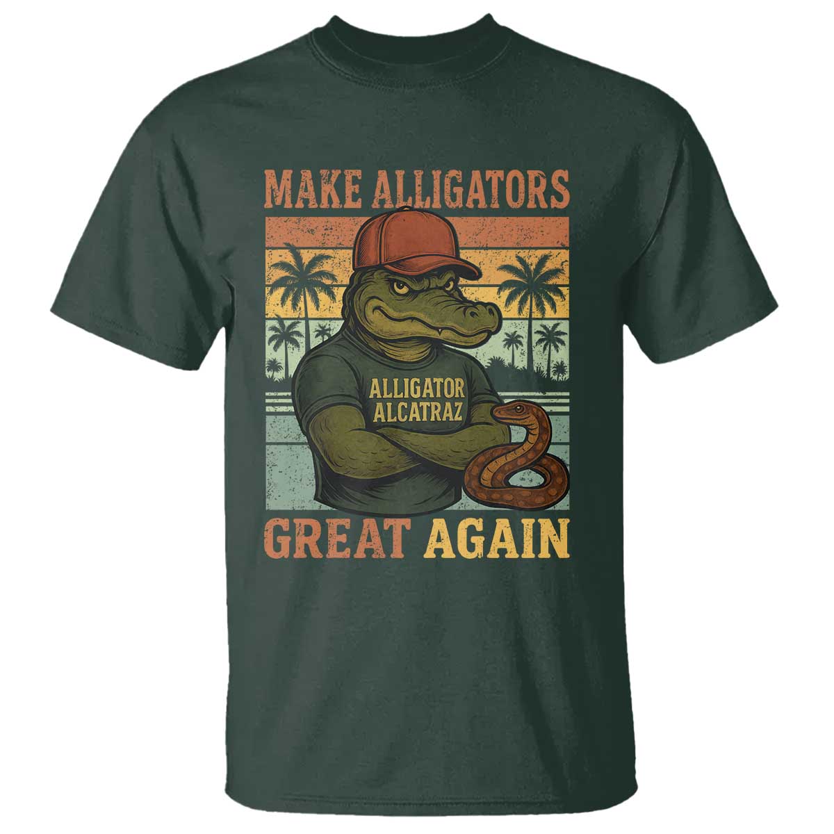 Retro Alligator Alcatraz T Shirt Funny Florida Everglades Dark Humor
