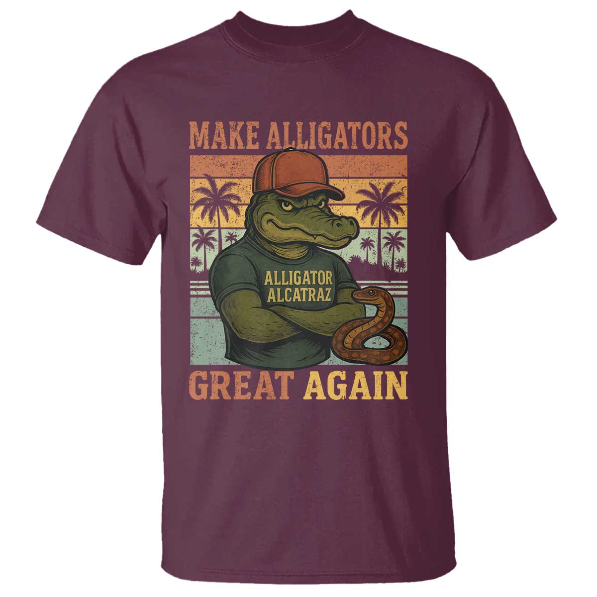 Retro Alligator Alcatraz T Shirt Funny Florida Everglades Dark Humor