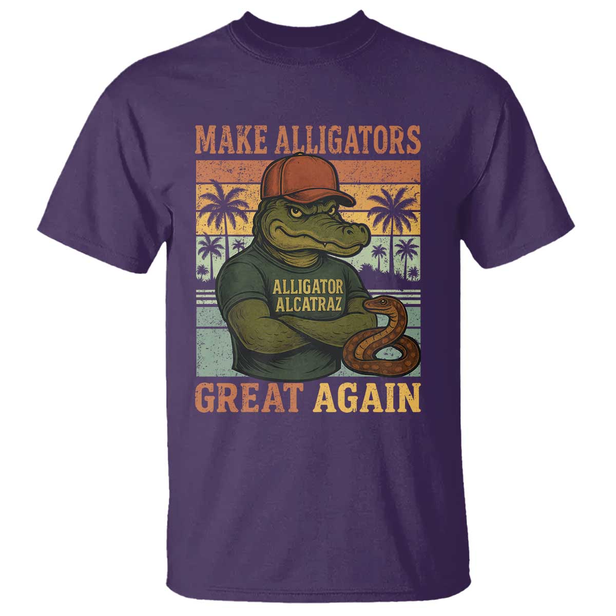 Retro Alligator Alcatraz T Shirt Funny Florida Everglades Dark Humor