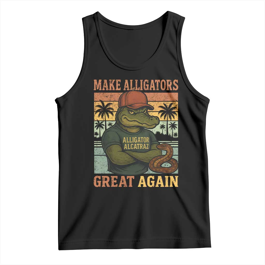 Retro Alligator Alcatraz Tank Top Funny Florida Everglades Dark Humor
