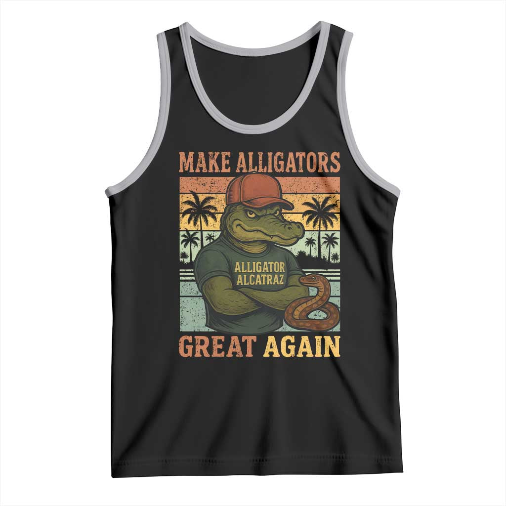 Retro Alligator Alcatraz Tank Top Funny Florida Everglades Dark Humor