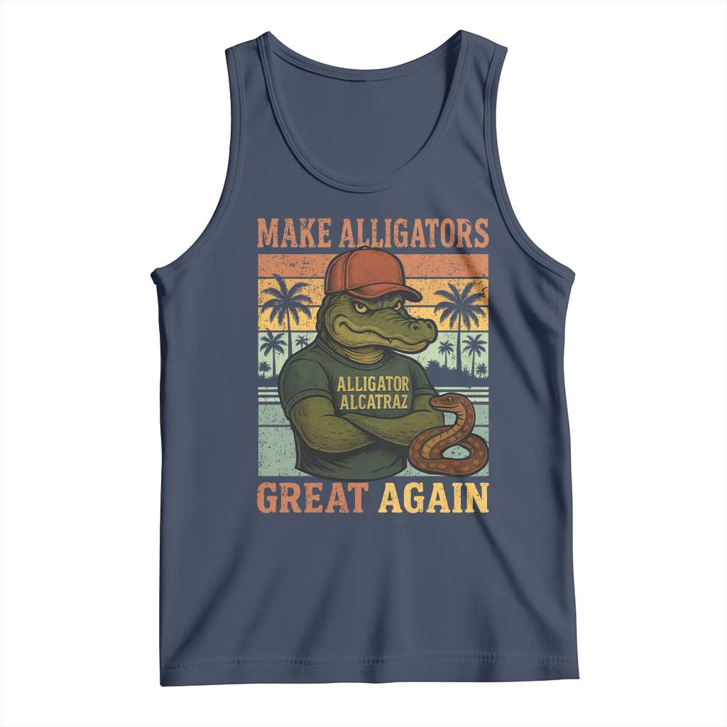 Retro Alligator Alcatraz Tank Top Funny Florida Everglades Dark Humor