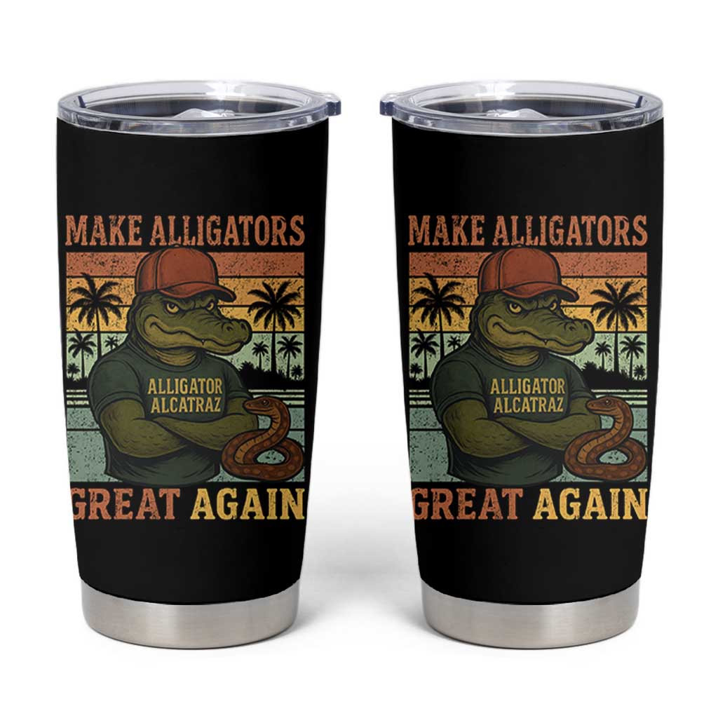 Retro Alligator Alcatraz Tumbler Cup Funny Florida Everglades Dark Humor