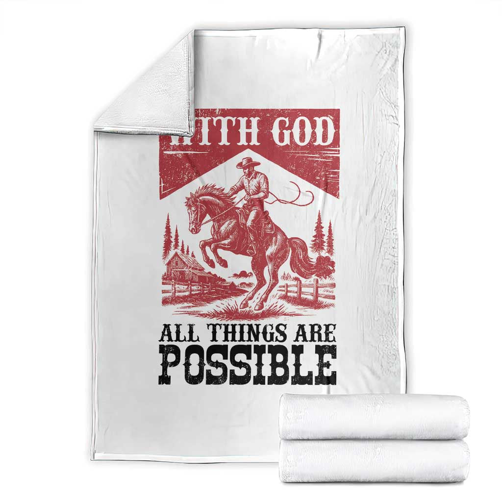 Christian Cowboy Throw Blanket Vintage Christian All Things Are Possible Encouraging Bible Verse