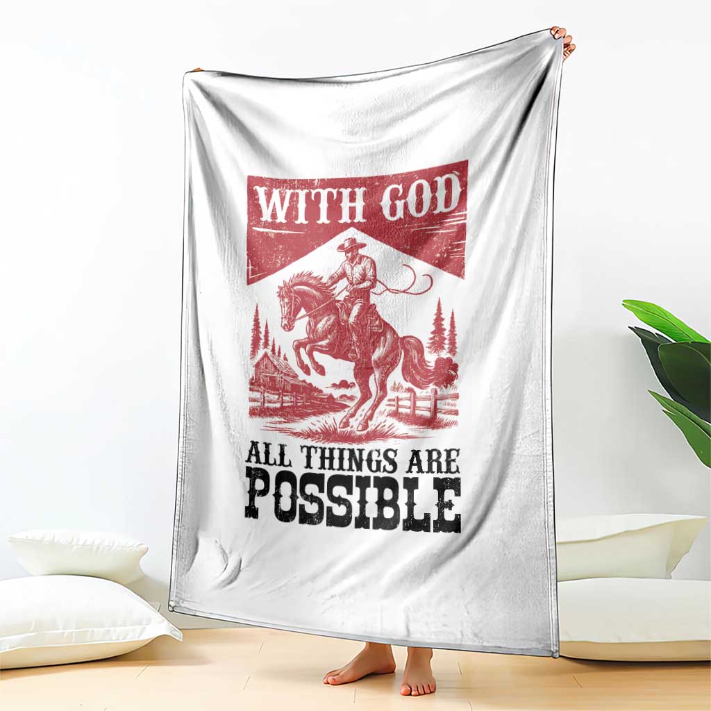 Christian Cowboy Throw Blanket Vintage Christian All Things Are Possible Encouraging Bible Verse