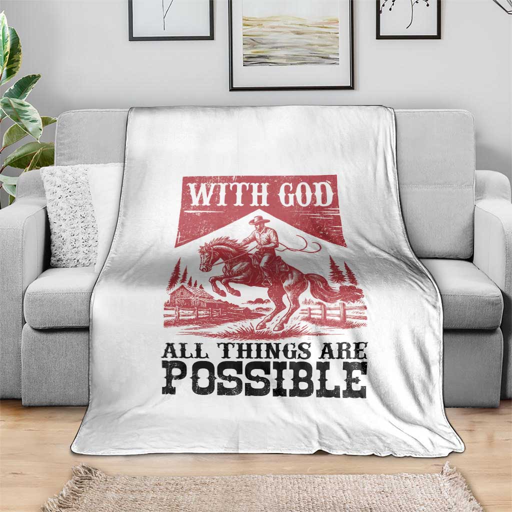 Christian Cowboy Throw Blanket Vintage Christian All Things Are Possible Encouraging Bible Verse