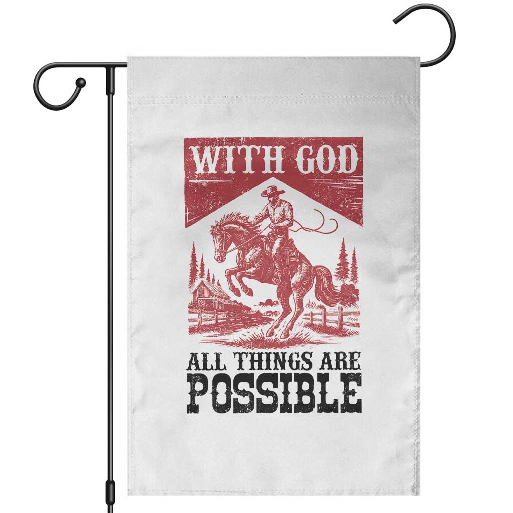 Christian Cowboy Garden Flag Vintage Christian All Things Are Possible Encouraging Bible Verse