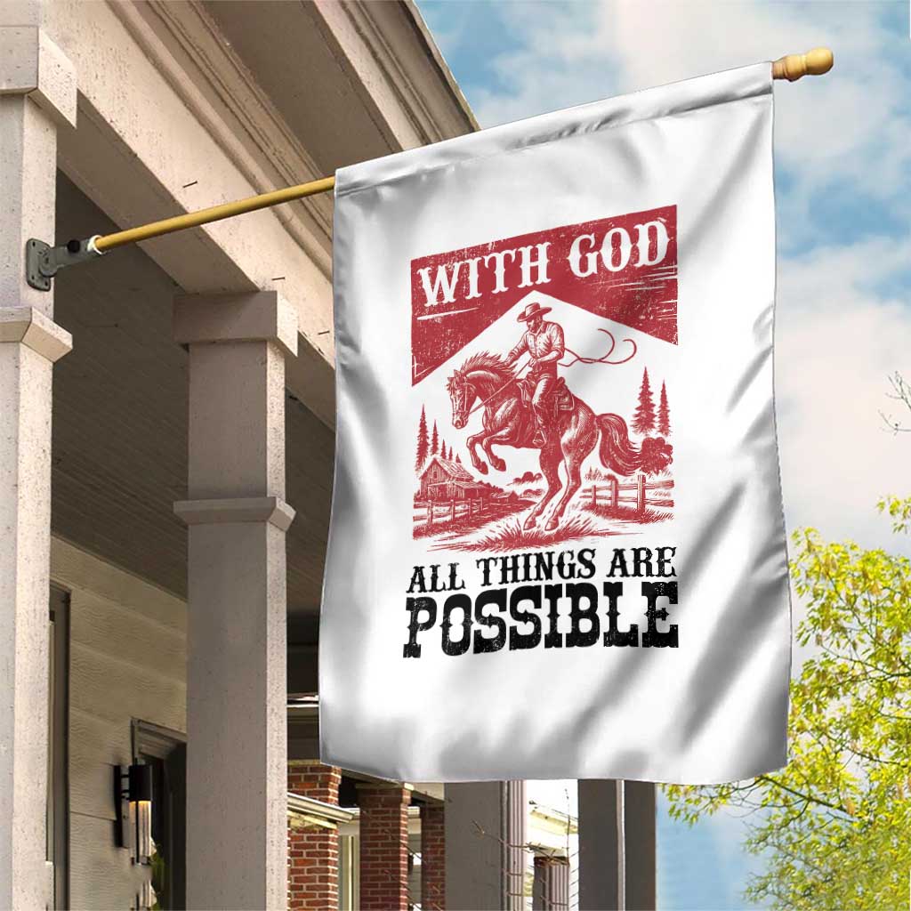 Christian Cowboy Garden Flag Vintage Christian All Things Are Possible Encouraging Bible Verse