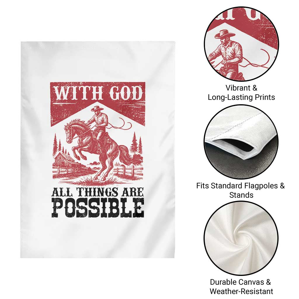 Christian Cowboy Garden Flag Vintage Christian All Things Are Possible Encouraging Bible Verse
