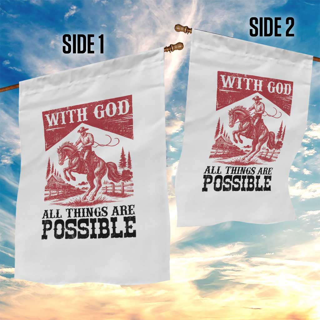 Christian Cowboy Garden Flag Vintage Christian All Things Are Possible Encouraging Bible Verse