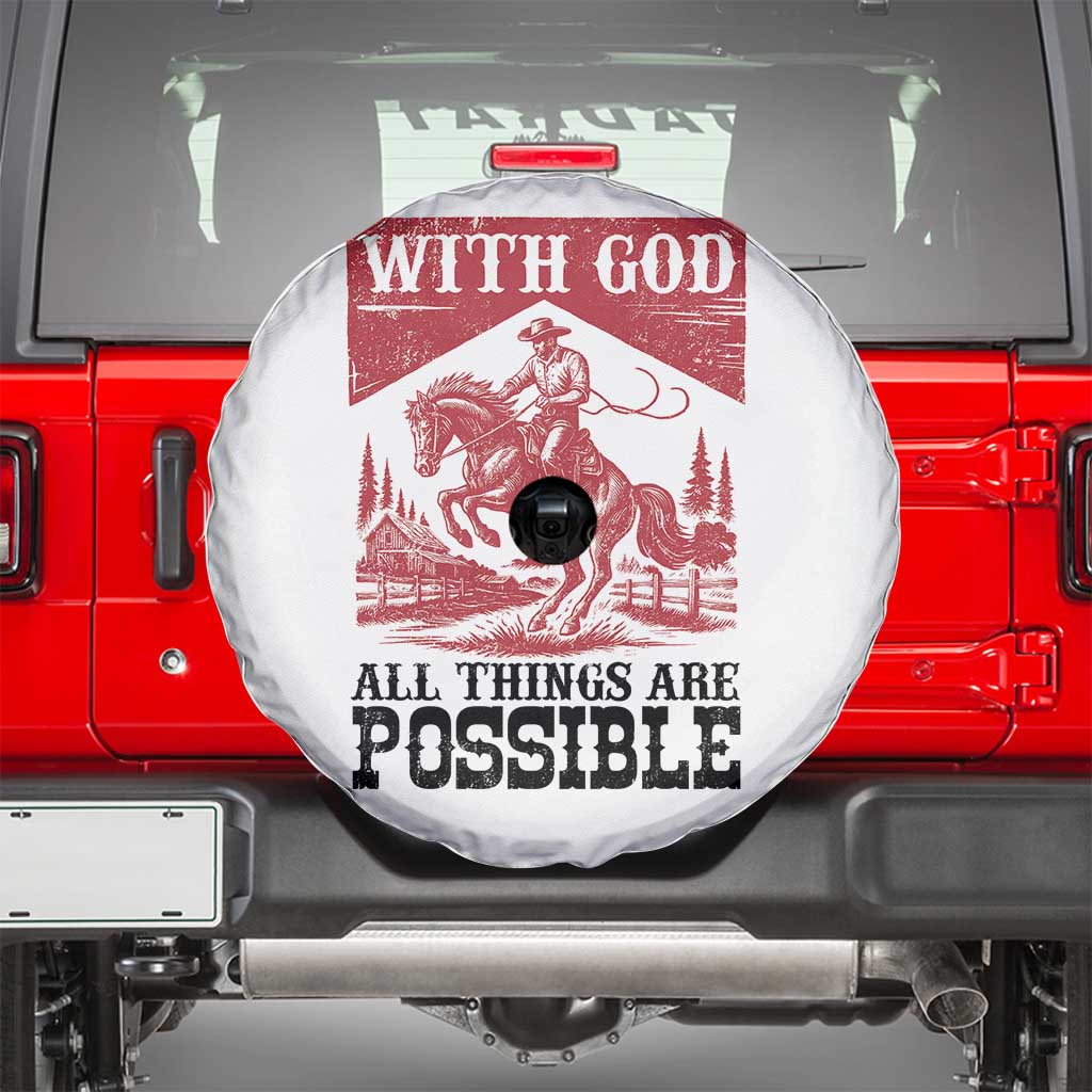Christian Cowboy Spare Tire Cover Vintage Christian All Things Are Possible Encouraging Bible Verse