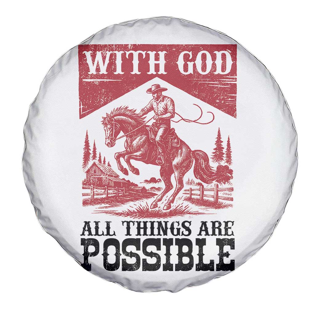 Christian Cowboy Spare Tire Cover Vintage Christian All Things Are Possible Encouraging Bible Verse