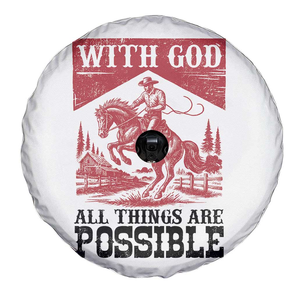 Christian Cowboy Spare Tire Cover Vintage Christian All Things Are Possible Encouraging Bible Verse