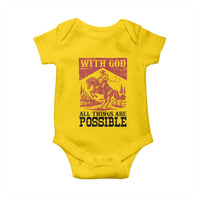 Christian Cowboy Baby Onesie Vintage Christian All Things Are Possible Encouraging Bible Verse