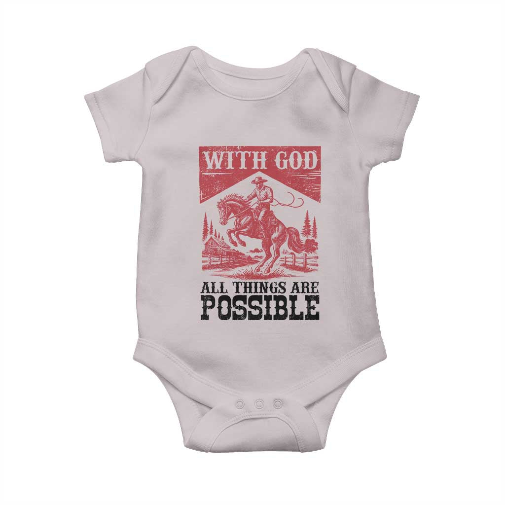 Christian Cowboy Baby Onesie Vintage Christian All Things Are Possible Encouraging Bible Verse