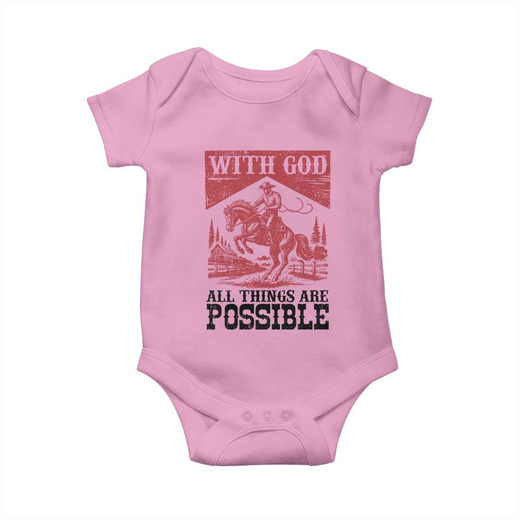 Christian Cowboy Baby Onesie Vintage Christian All Things Are Possible Encouraging Bible Verse
