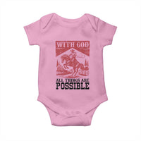 Christian Cowboy Baby Onesie Vintage Christian All Things Are Possible Encouraging Bible Verse