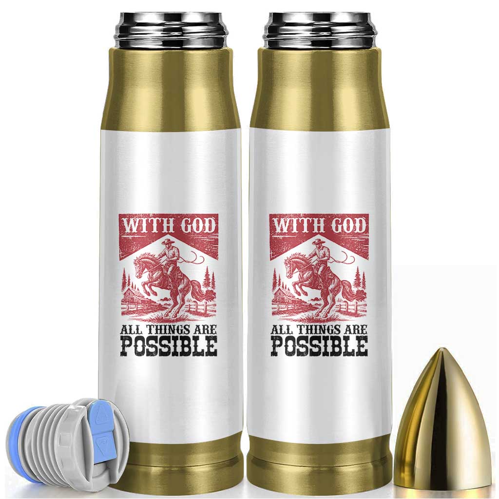Christian Cowboy Bullet Tumbler Vintage Christian All Things Are Possible Encouraging Bible Verse