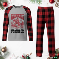 Christian Cowboy Plaid Pajama Set Vintage Christian All Things Are Possible Encouraging Bible Verse