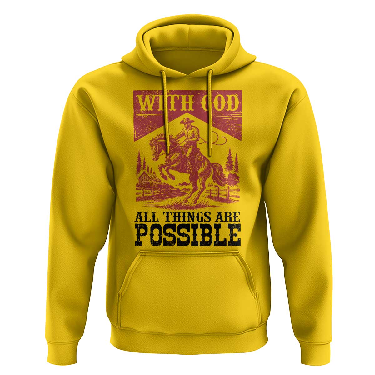 Christian Cowboy Hoodie Vintage Christian All Things Are Possible Encouraging Bible Verse