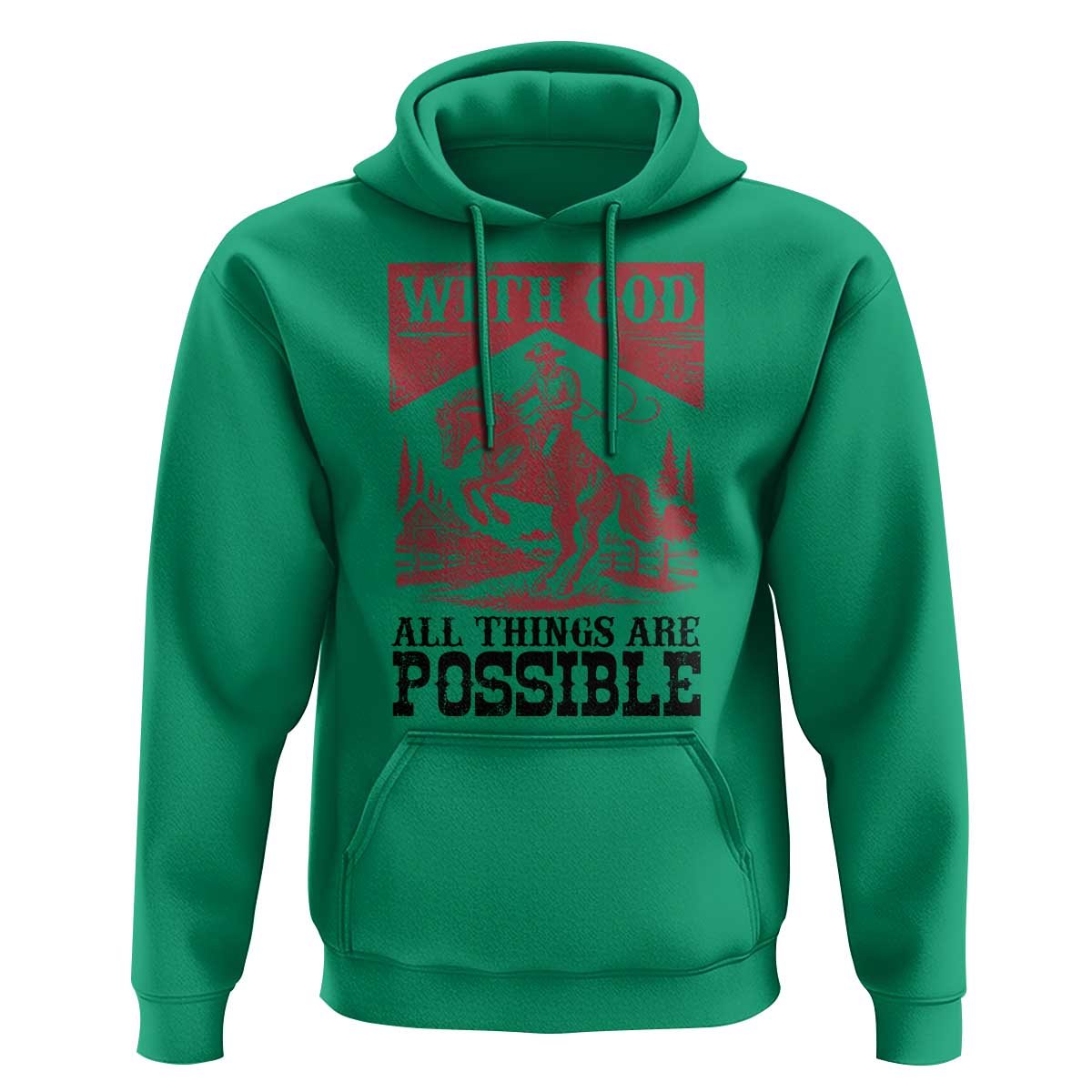 Christian Cowboy Hoodie Vintage Christian All Things Are Possible Encouraging Bible Verse