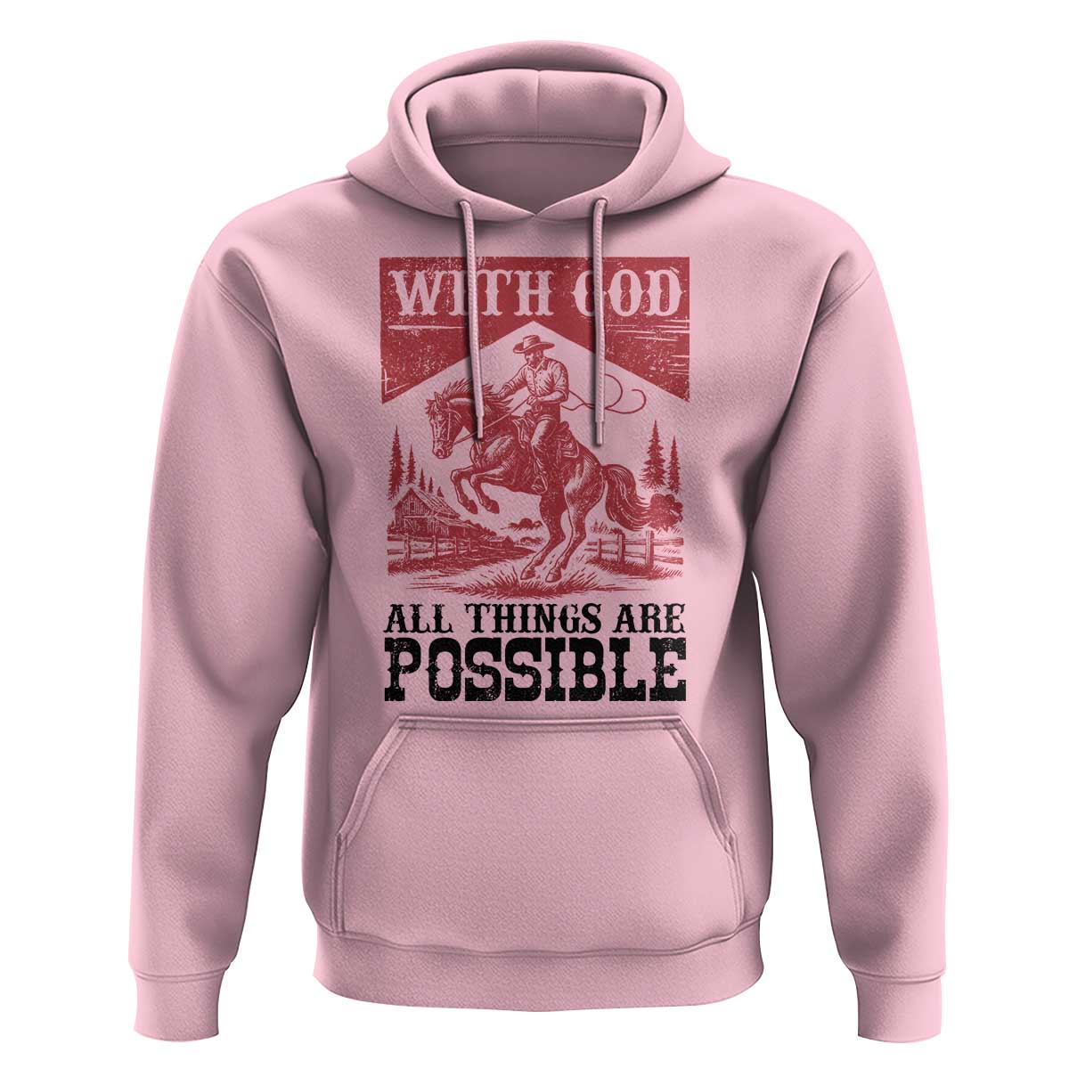 Christian Cowboy Hoodie Vintage Christian All Things Are Possible Encouraging Bible Verse