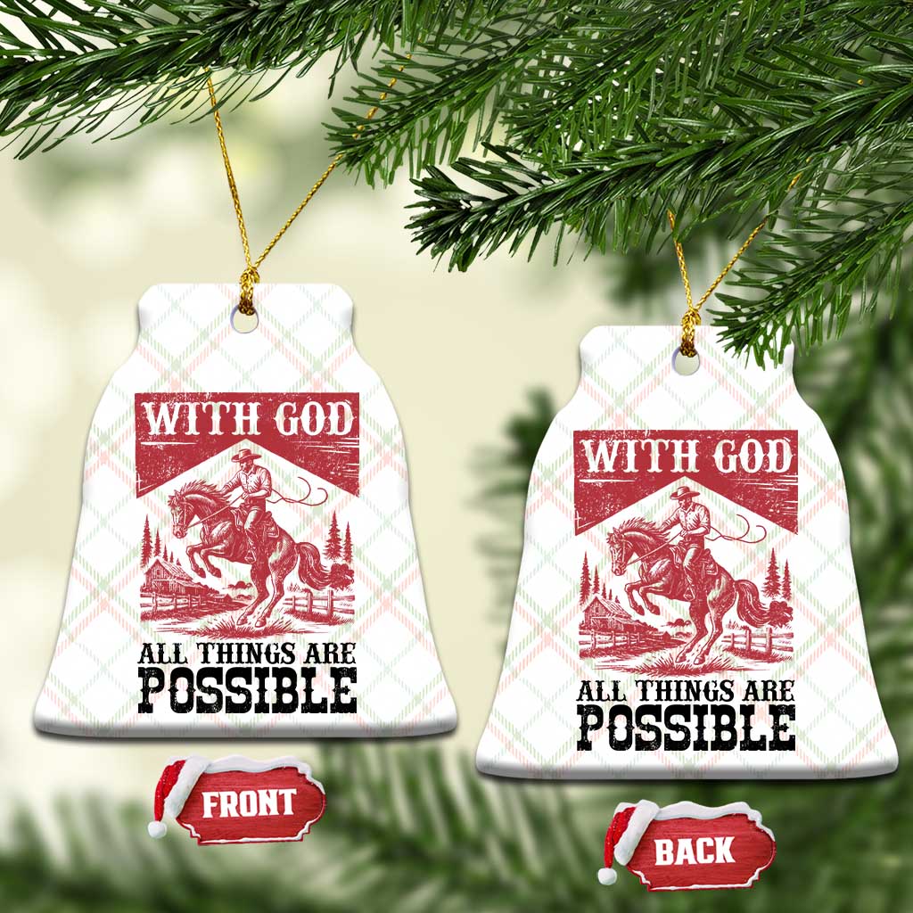 Christian Cowboy Ceramic Ornament Vintage Christian All Things Are Possible Encouraging Bible Verse