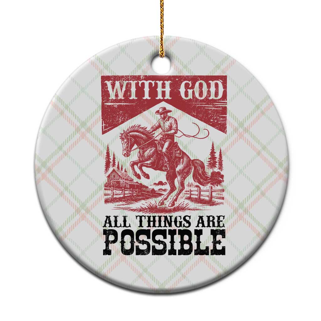 Christian Cowboy Ceramic Ornament Vintage Christian All Things Are Possible Encouraging Bible Verse