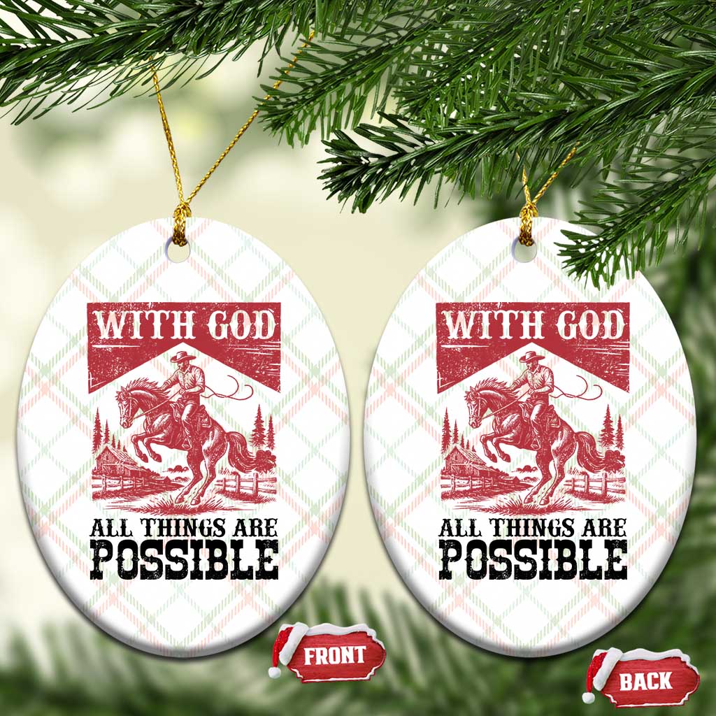 Christian Cowboy Ceramic Ornament Vintage Christian All Things Are Possible Encouraging Bible Verse