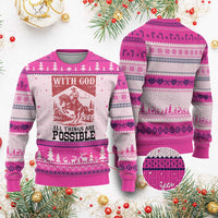 Christian Cowboy Ugly Christmas Sweater Vintage Christian All Things Are Possible Encouraging Bible Verse