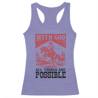 Christian Cowboy Racerback Tank Top Vintage Christian All Things Are Possible Encouraging Bible Verse