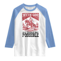 Christian Cowboy Raglan Shirt Vintage Christian All Things Are Possible Encouraging Bible Verse