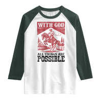 Christian Cowboy Raglan Shirt Vintage Christian All Things Are Possible Encouraging Bible Verse
