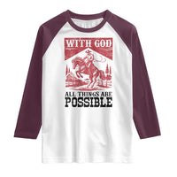 Christian Cowboy Raglan Shirt Vintage Christian All Things Are Possible Encouraging Bible Verse
