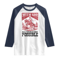Christian Cowboy Raglan Shirt Vintage Christian All Things Are Possible Encouraging Bible Verse