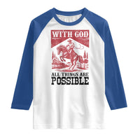 Christian Cowboy Raglan Shirt Vintage Christian All Things Are Possible Encouraging Bible Verse