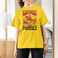 Christian Cowboy T Shirt For Women Vintage Christian All Things Are Possible Encouraging Bible Verse