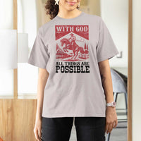 Christian Cowboy T Shirt For Women Vintage Christian All Things Are Possible Encouraging Bible Verse