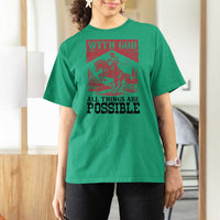 Christian Cowboy T Shirt For Women Vintage Christian All Things Are Possible Encouraging Bible Verse